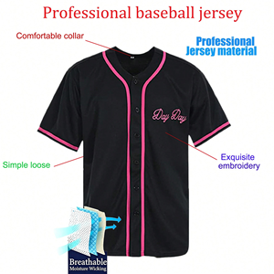 Camisetas de Béisbol al por Mayor con Botones Completos, Transpirables, Antibacterianas, de Secado Rápido, Ajuste Atlético, Personalizadas por Sublimación - Product Image 2