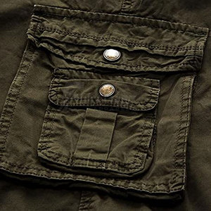 <b>Lightweight</b> Solid 100% Cotton <b>Cargo</b> <b>Shorts</b> with Breathable Fabric Multiple Pockets Adjustable Waist Summer Casual Clothing - Product Image 5