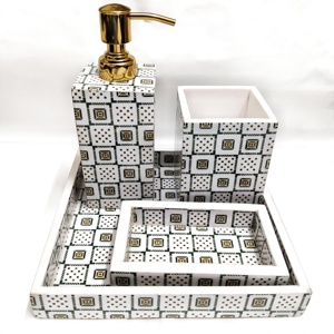Handmade Unique Resin Enamel Brush Holder and Tray <b>Set</b> with Hand <b>Soap</b> Dispenser for India - Product Image 5