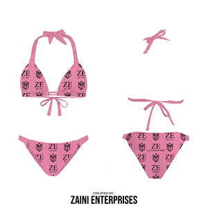 Conjunto de Bikini Premium de 240g, 100% Poliéster, Cintura Alta, Escote Pronunciado, Relleno Extraíble, Antibacteriano, Estampado Digital, Lazos Ajustables - Product Image 1