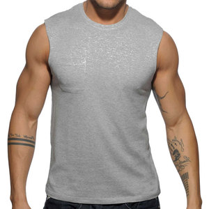 เสื้อกล้ามผู้ชาย ผ้าฝ้าย 95% ผสมอีลาสเทน 5% ดีไซน์กระเป๋าหน้า คอกลม สีพื้น สำหรับออกกำลังกาย เล่นกีฬา หรือใส่ลำลอง - Product Image 4