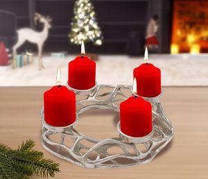 Support de bougie chauffe-plat en aluminium argenté Ambient Living à 4 bras, résistant à la chaleur, décoration d'intérieur, candélabre en métal - Product Image 4