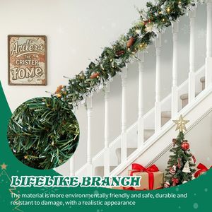 Confezione da 2 Ghirlande Natalizie Pre-Illuminata Effetto Neve 2,7m, 200 Luci Calde, 440 Punte, Rosse, Stile Moderno per Interni, Ghirlanda Artificiale - Product Image 4