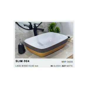 Slim 901 Premium Matte Finish Ceramic Table Top Wash <b>Basin</b> Vessel Sink for Luxury Bathroom Vanity Countertops - Product Image 2