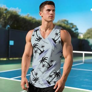 Camiseta Deportiva Personalizada para Hombre, Cuello en V, Tejido Elástico, Sin Mangas, para Gimnasio, Entrenamiento, Ropa Deportiva - Product Image 1