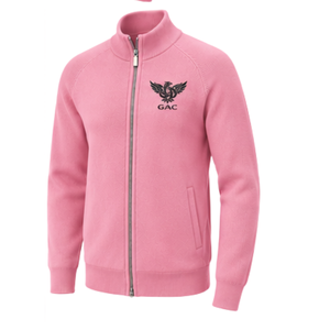 Cárdigan de punto para hombre con cuello mandarín y cremallera completa, manga larga, puños y bajo acanalados, chaqueta suéter rosa con bolsillos laterales, color liso para otoño - Product Image 3