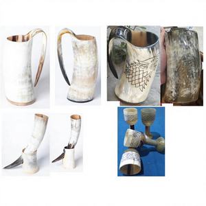 Chopes à bière artisanales en corne de bœuf 100% naturelle, design corne, 500 ml, avec couvercle en bambou écoresponsable, pour anniversaires, randonnées, camping, fêtes - Product Image 4