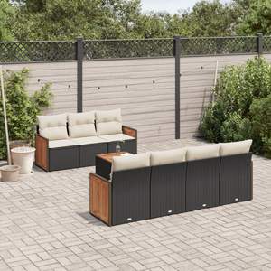 Ensemble de canapés de jardin en rotin PE noir avec pieds réglables, confortable et élégant, mobilier d'extérieur - Product Image 1