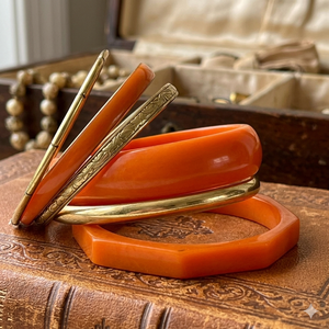 Designer Fashion <b>Bangles</b> <b>Glass</b> with Metal <b>Bangle</b> Set Fashion Jewelry & Accessories Handmade Direct Factory Sale - Product Image 1