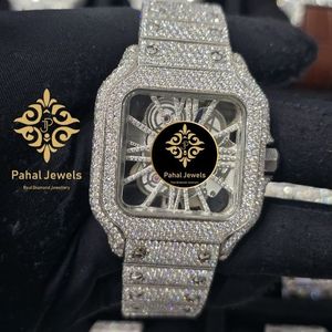 Montre de luxe Pahal Jewels avec diamants, boîtier carré en acier inoxydable, mouvement mécanique, affichage analogique, fermoir déployant, unisexe - Product Image 3
