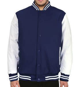 เสื้อแจ็คเก็ตกันลมสำหรับผู้ชายแบบกำหนดเอง ปักโลโก้ ดีไซน์แบบ Letterman Varsity ติดกระดุมด้านหน้า มีไซส์พลัส ชุดเบสบอล - Product Image 5