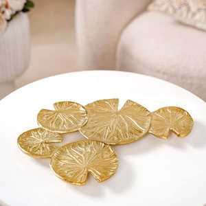Table Perfection Gold Plated Leaf <b>Decorative</b> Tray Bohemian Style Plant Pattern Irregular Shape Single Piece Accent <b>Decor</b> - Product Image 5
