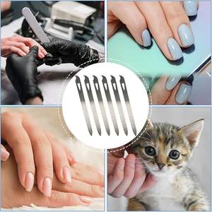 Lot de 6 limes à ongles zébrées de 5,5 pouces, double face, en acier inoxydable, à motif droit, pointe incurvée et aiguisée, pour ongles des pieds, fines, durables, neuves - Product Image 2
