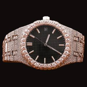 Reloj de Pulsera de Alta Calidad con Diamantes Moissanite, Caja Redonda, Esfera Negra, Estilo Clásico, Joyería Hip Hop de Primera Categoría - Product Image 2