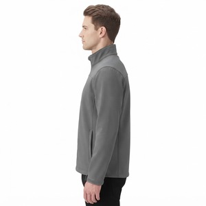 Veste polaire grise pour homme, fermeture éclair intégrale, col montant, coupe-vent, vêtement d'extérieur décontracté, coupe régulière, polyester, OEM ODM, marque privée - Product Image 4