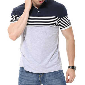 Polo de Hombre a Rayas Azul Marino y Gris con Bloques de Color 2026, Estilo Casual Elegante, Manga Corta, Corte Entallado, Inspiración Náutica, Ropa de Verano - Product Image 2