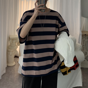 T-shirt rayé de haute qualité pour hommes et femmes, nouvelle collection été 2026, style japonais tendance, en soie de lait, manches courtes - Product Image 4