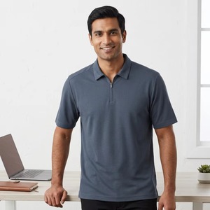 Vêtements de golf OEM pour hommes, vente en gros, uniformes sportifs avec logo, polos de golf en polyester, polos zippés - Product Image 6