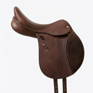 Nueva silla de montar inglesa de cuero genuino multiusos para salto y doma, cómoda, con estructura de madera, productos de carreras de caballos ingleses de la India. - Product Image 1