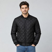 Blouson bomber matelassé gris pour homme, col montant, fermeture éclair, couleur unie, coupe décontractée, respirant, coupe-vent, en cuir véritable