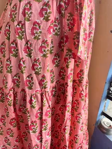 Vestido maxi de otoño informal para mujer 100% algodón indio estampado a mano con decoración bordada - Product Image 3