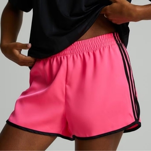 Women's Pink Sporty Shorts Solid Color <b>Elastic</b> <b>Waist</b> Knitted Fabric Quick Dry Regular Fit - Product Image 1