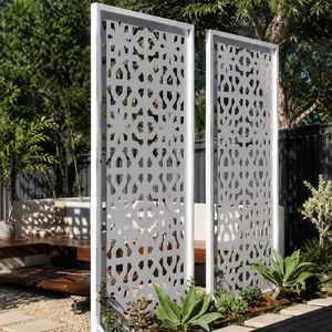 white metal geometric privacy <b>screen</b> decorative outdoor garden panel patio <b>partition</b> balcony divider frame laser cut <b>screen</b> - Product Image 5