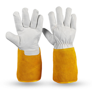 Gants de soudage TIG en cuir de chèvre et croûte de cuir de vache, doux et confortables, résistants à l'abrasion, pour la lutte contre les incendies et la construction - Product Image 4