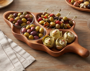 Plato de Servir de Madera Hecho a Mano de Alta Calidad, Diseño Clásico de Madera Natural Pulida para el Hogar, Bodas, Eventos y Restaurantes - Product Image 5
