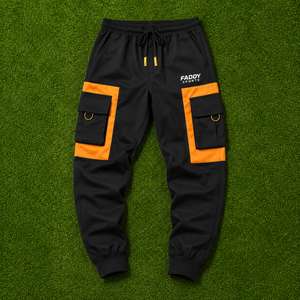 Pantalones Cargo Jogger Personalizados para Hombre, Estilo Urbano, Color Negro y Naranja en Contraste, con Múltiples Bolsillos, Estilo Táctico, Hip Hop, Techwear, Pantalones Deportivos, Estilo Harem - Product Image 6