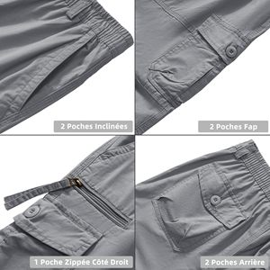 Pantalones Cortos Deportivos Ligeros para Hombre, Tecnología de Absorción de Humedad, Secado Rápido, Transpirables, Múltiples Bolsillos, Estilo Casual, Tela de Lona - Product Image 4