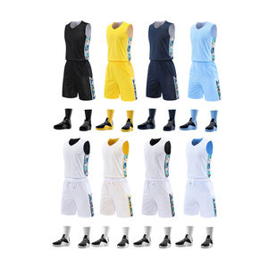 Maillot de basket-ball réversible personnalisé pour homme, 100% polyester, respirant, pas cher, ensemble d'uniformes de sport pour l'entraînement - Product Image 1