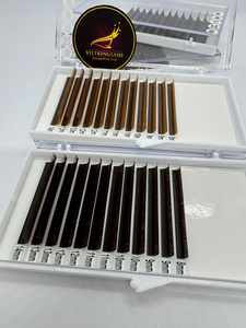 Extensions de cils en éventail pré-faits faits à la main, mélange CC 0.07, en fibre synthétique PBT coréenne, souple, noir, en plateau, vente en gros - Product Image 4