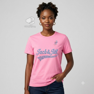 เสื้อยืดผู้หญิง Jack And Jill Of America ประดับเพชร คอวี แขนสั้น สีชมพู ผ้าคอตตอนเจอร์ซีย์ พิมพ์ลายกรีก - Product Image 5