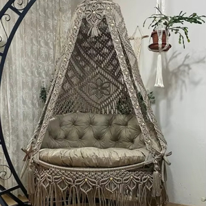<b>Macrame</b> brown double swing chair,Garden <b>macrame</b> swing,<b>Macrame</b> rocking chair,<b>Macrame</b> round chair,<b>Macrame</b> patio swing - Product Image 1