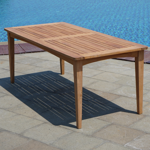 Table à manger rectangulaire en bois massif Satifa, couleur naturelle, pour la maison et les restaurants - Product Image 6