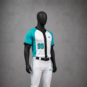 ชุดเสื้อเบสบอลแบบสั่งทำพิเศษ ติดกระดุมด้านหน้า แขนสั้น คอปกเบสบอล ชุดยูนิฟอร์มพิมพ์ลายทีม แต่งขอบตัดสี สำหรับผู้ใหญ่ 100% - Product Image 2