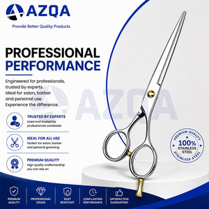 Ciseaux de coiffure professionnels en acier inoxydable avec vis dorée et repose-doigts pour barbier et salon de coiffure - Product Image 6