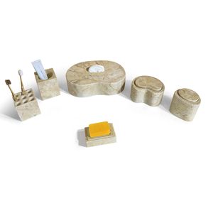 Set di Accessori per Bagno in Marmo Naturale Giallo Beige, Accessori Premium per Bagno Realizzati in Pietra Naturale - Product Image 5