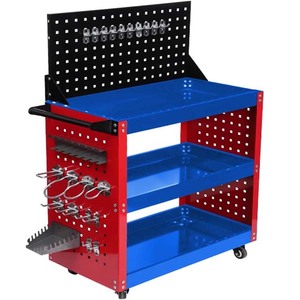 Heavy Duty Cold Rolled Steel Rolling <b>Tool</b> <b>Cart</b> Pegboard Backboard Locking Drawer 300kg Load Capacity OEM Garage Workshop Utility - Product Image 6