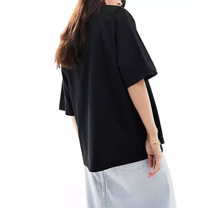 Camiseta de algodón lisa de corte holgado para mujer, estilo streetwear, personalizada, de gran gramaje, blanca, oversize - Product Image 6