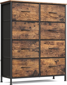 Commode moderne marron à 8 tiroirs pour chambre à coucher - Product Image 1