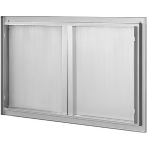 Doppia Porta da Esterno in Acciaio Inossidabile per Cucina, 36W X 21H Pollici, Accesso BBQ, Incasso Verticale a Parete, Vano Portaoggetti - Product Image 6