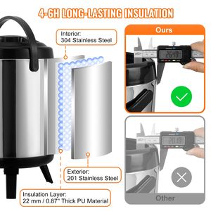 Dispenser per Bevande Isolato in Acciaio Inox da 1,5 Galloni con Rubinetto Termico e Maniglia per Bevande Calde/Fredde - Product Image 3