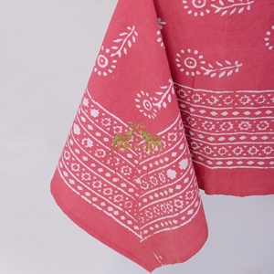 Floral Print Dabu 100% Cotton Elegant Handmade Block Printed Traditional Heritage Rectangle Artisan Design <b>Table</b> <b>Cover</b> - Product Image 6