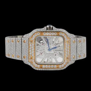 Reloj de Hombre Personalizado con Esfera Cuadrada de Esqueleto, Completamente Adornado con Diamantes Moissanite, Estilo Hip Hop de Moda - Product Image 1