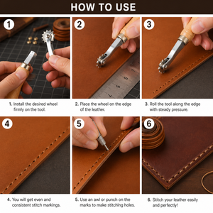 Leather Stitching Roulette <b>Tool</b> <b>Set</b> Edge Beveler Leather Craft <b>Tools</b> | Stamping Kit Professional <b>Hand</b> <b>Tool</b> | India 2026 Product - Product Image 2