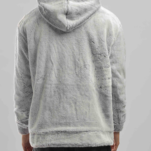Custom Logo Embroidered Heavy Fleece Plush Men <b>Sherpa</b> <b>Hoodie</b> Streetwear Plain Dyed Winter Warm Oversized Fluffy Pullover Hoodies - Product Image 4
