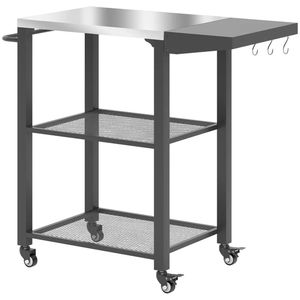 Carrello Barbecue da Esterno con Griglia e Ripiano Portaoggetti - Prodotto per Isole e Carrelli da Cucina - Product Image 5