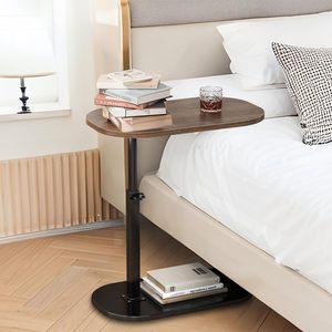 Table basse moderne en cuivre avec plateau en bois et structure métallique, non pliable, gain de place, pour salon, chevet ou canapé - Product Image 2